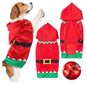 LED light-up Dog/Cat Santa Christmas Costume -Medium
